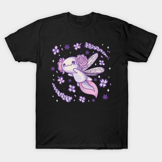 Fairycore Aesthetic kawaii Fairy Axolotl Rose T-Shirt by Alex21